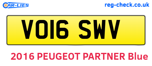 VO16SWV are the vehicle registration plates.