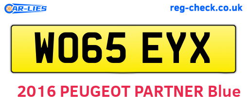 WO65EYX are the vehicle registration plates.