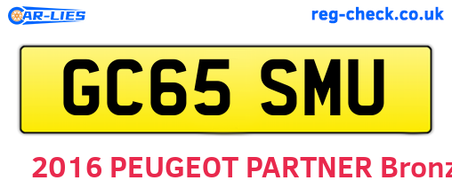 GC65SMU are the vehicle registration plates.