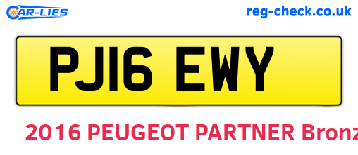 PJ16EWY are the vehicle registration plates.