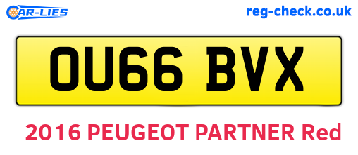 OU66BVX are the vehicle registration plates.