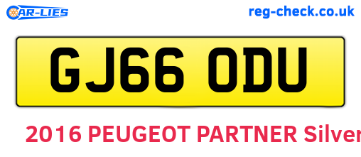 GJ66ODU are the vehicle registration plates.