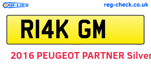 R14KGM are the vehicle registration plates.