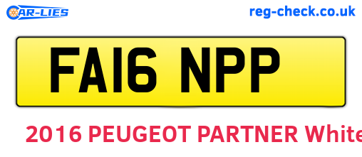 FA16NPP are the vehicle registration plates.
