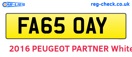 FA65OAY are the vehicle registration plates.