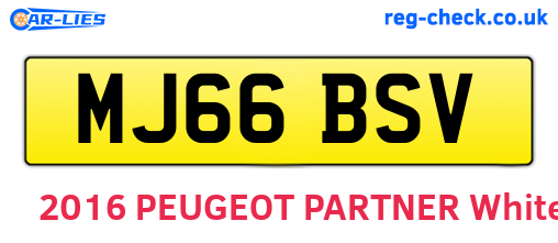 MJ66BSV are the vehicle registration plates.