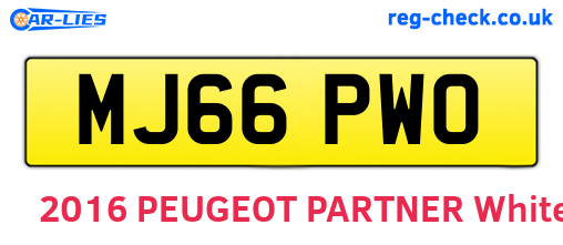 MJ66PWO are the vehicle registration plates.