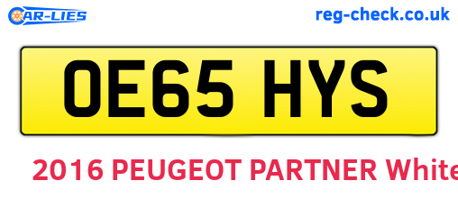 OE65HYS are the vehicle registration plates.