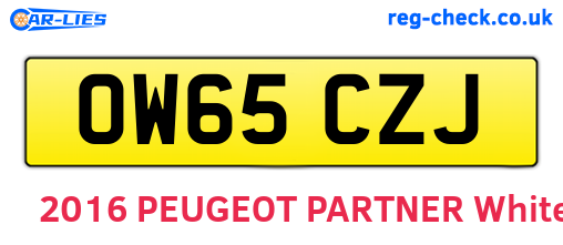 OW65CZJ are the vehicle registration plates.