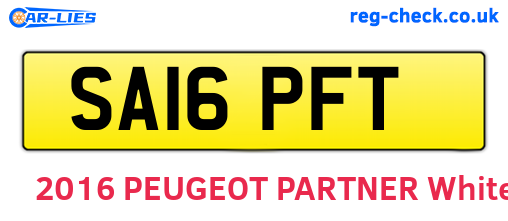 SA16PFT are the vehicle registration plates.