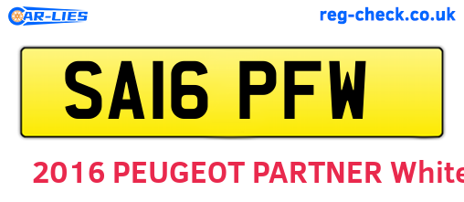 SA16PFW are the vehicle registration plates.