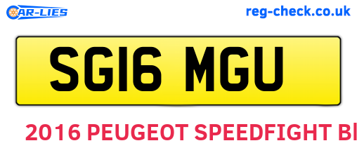 SG16MGU are the vehicle registration plates.