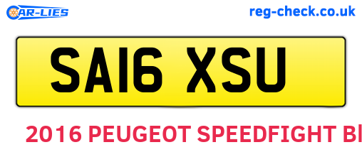 SA16XSU are the vehicle registration plates.