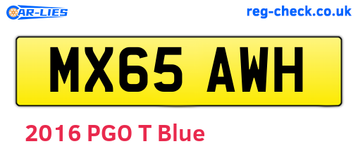 MX65AWH are the vehicle registration plates.