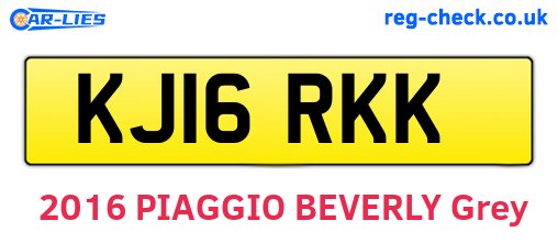 KJ16RKK are the vehicle registration plates.