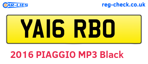 YA16RBO are the vehicle registration plates.