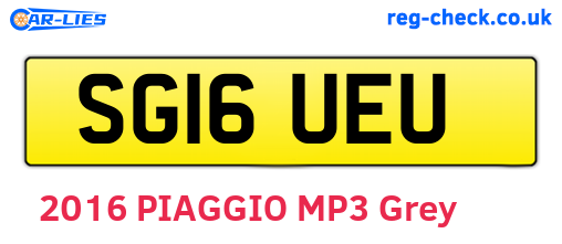 SG16UEU are the vehicle registration plates.