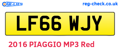 LF66WJY are the vehicle registration plates.