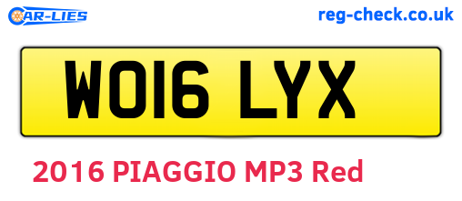 WO16LYX are the vehicle registration plates.