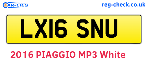 LX16SNU are the vehicle registration plates.