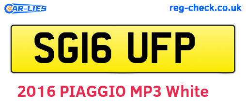 SG16UFP are the vehicle registration plates.