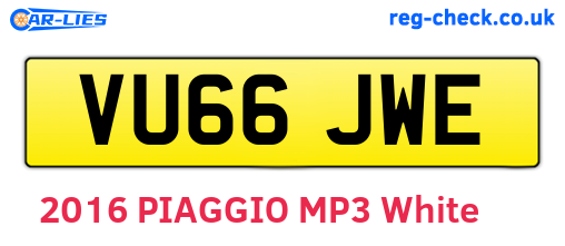 VU66JWE are the vehicle registration plates.