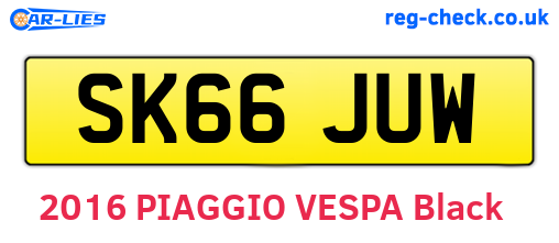 SK66JUW are the vehicle registration plates.