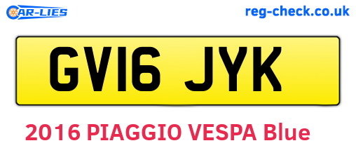 GV16JYK are the vehicle registration plates.