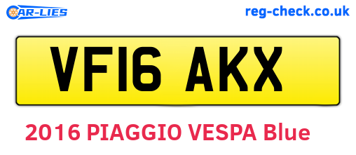 VF16AKX are the vehicle registration plates.