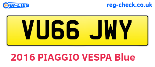 VU66JWY are the vehicle registration plates.