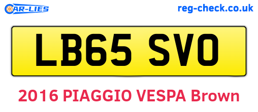 LB65SVO are the vehicle registration plates.
