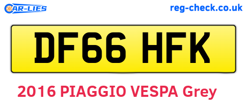 DF66HFK are the vehicle registration plates.