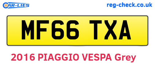 MF66TXA are the vehicle registration plates.