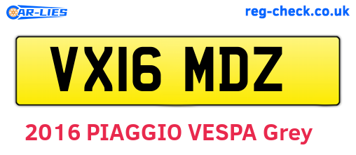 VX16MDZ are the vehicle registration plates.