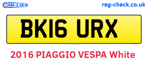 BK16URX are the vehicle registration plates.