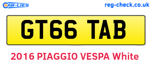 GT66TAB are the vehicle registration plates.