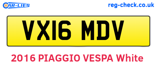 VX16MDV are the vehicle registration plates.