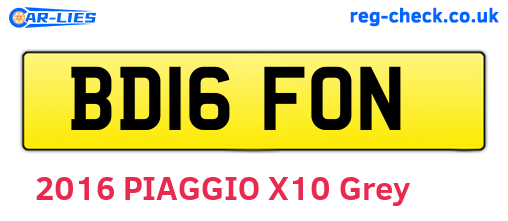 BD16FON are the vehicle registration plates.