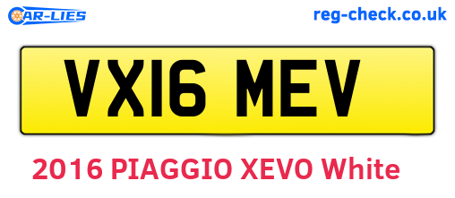 VX16MEV are the vehicle registration plates.
