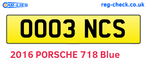 OO03NCS are the vehicle registration plates.