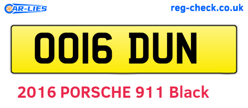OO16DUN are the vehicle registration plates.