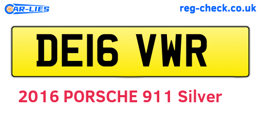 DE16VWR are the vehicle registration plates.