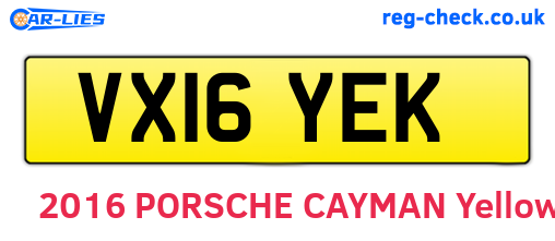 VX16YEK are the vehicle registration plates.
