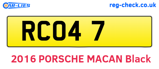 RCO47 are the vehicle registration plates.