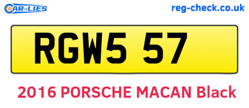 RGW557 are the vehicle registration plates.