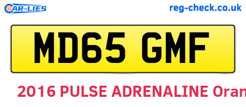 MD65GMF are the vehicle registration plates.