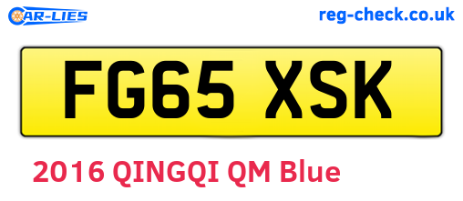FG65XSK are the vehicle registration plates.