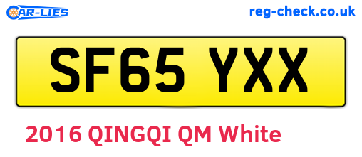 SF65YXX are the vehicle registration plates.