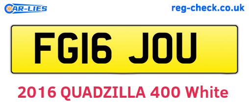 FG16JOU are the vehicle registration plates.