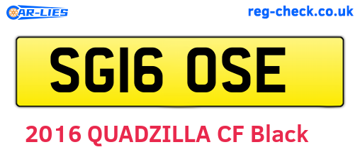 SG16OSE are the vehicle registration plates.